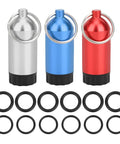 Aluminum Alloy Scuba Diving Cylinder With 12 Seal Rings Kit for Small Scuba Tanks Valve Seals shown in three color options