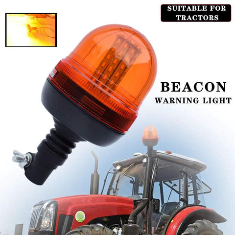 Premium Amber Led Rotating Beacon And Strobe Light With 60 Led Offering 360 Visibility For Tractors And Rigs Featuring Flexible Base And Hella Bright Flash Sequences For All Day Job Site Use