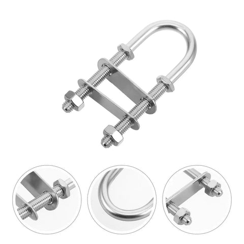 M8 Stainless Steel U Bolts Heavy Duty U Shaped Fasteners for Marine Use and Yacht Deck Hardware Easy Removal U Clamp Screws for Boats Trailers and Deck Mounts, silver, close-up