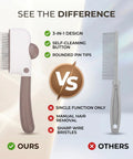 Check Out This Awesome Pet Grooming Kit With A Smooth Self Cleaning Deshedding Brush Rotating Knob And Multi Metal Comb For Fast Fur Removal On Long Or Short Haired Pups Without Any Mess, vs combs