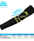 Cool Sun Protection Compression Arm Sleeves With Check Engine Light Graphic in black large size with breathable ice silk fabric.