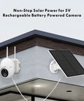5W Solar Panel For Outdoor Security Cameras 5V USB Charger Compatible With Rechargeable Battery Powered Cameras IP65 Waterproof