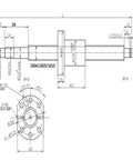 Technical diagram of CNCYEAH Ball Screw SFU1605 850mm Diameter 16mm, 5mm Pitch Ball Screw Kit with Bracket and Supports BK/BF12.