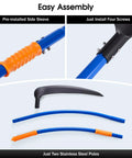 20 Inch Sickle Tool with Curved Stainless Steel Pole, Adjustable Dual Hand Grip, and Pro Grade Blade assembly parts