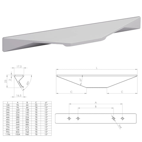 196 mm Zoid Aluminum Furniture Handle For Drawers Cabinets And Doors Sleek Recessed Pull Durable Aluminum Alloy Black Finish