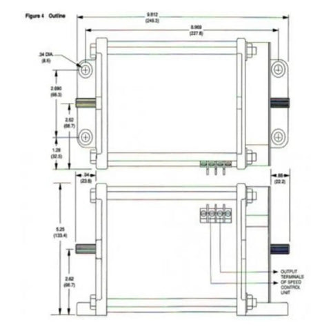 Universal Rotary Actuator Engine Fuel Control Positioning Device dimensions diagram for precise engine speed regulation.