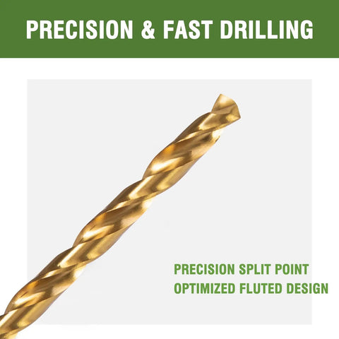 High Rated 7/64 X 6 Inch Extra Long Drill Bits 6 Pack Titanium Coated M2 Steel, precision split point design for fast drilling.