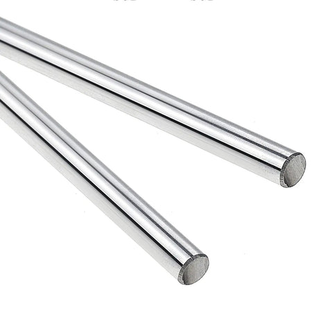 Two Pack Eight By 650mm Steel Linear Motion Rod Shaft for 3D Printers and DIY Projects, smooth straight guide rods shown