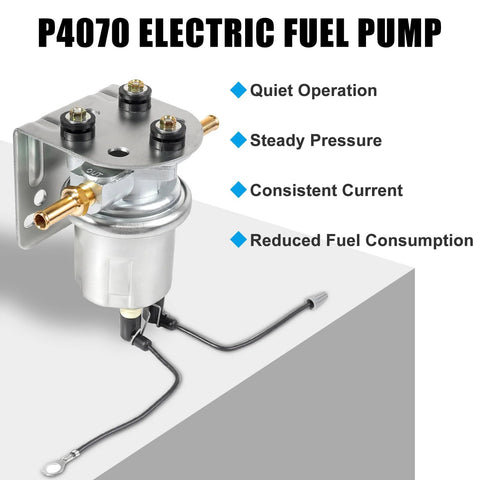 12V Inline Electric Fuel Pump For Carburetors Universal Replacement With Regulated 4-7 PSI Output BSPT Rotary Vane