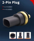 Close-up of 2 Pin Engine Coolant Temperature Sensor for Audi and VW Cars showing 2-pin plug and connector.