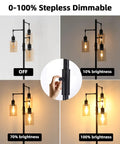 Dimmable 3-Light Oil Rubbed Bronze Farmhouse Floor Lamp With Amber Glass Shades showing dimming levels from 0% to 100%.