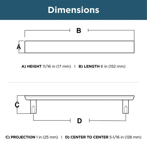 Brushed Gold Cabinet Pulls Set Of 10 With Five And One Sixteenth Inch Center To Center 128mm dimensions diagram