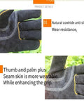 Heavy Duty Leather Welding Gloves With Extra Long Gauntlets For Extreme Heat Protection And Fireproof Work Safety In Your Shop close-up of anti-slip cowhide palm