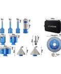 RockSolid Diamond Tile Hole Saw Kit With M14 Threads For Angle Grinders, Fast And Clean Cuts Through Porcelain Granite Marble, Precision Chamfering Tools Perfect For DIY Pros And Super Tough Tiling Projects Today. 6-50mm diamond bits and case