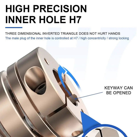 Get The Flex On Your 3D Prints With This Heavy Duty Aluminum Motor Shaft Coupler Featuring Diaphragm Cardan Design For Smoother Rc Robot Movements And Precise Printing Results Today, showcasing precise inner hole design.