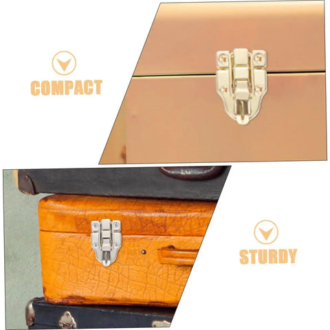 Vintage Hasp Buckles Set 15Pcs for Jewelry Boxes Durable Draw Latch showing compact and sturdy lock on orange chest