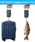 Pocket Size Fishing And Luggage Scale With Built In Tape And Backlit LCD Display 110 Lb 50 Kg Digital Weighing Scale with suitcase and fish