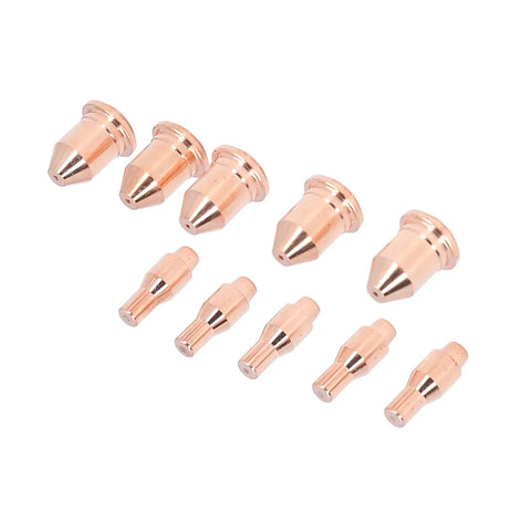 Durable Keenso Plasma Cutting Torch Consumables Set For Ipt45 With Brass Tips, 10 copper nozzles for smooth cutting.