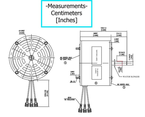 Technical diagram of 48 Frame Condenser Motor Replacement For 5KCP39EGS070S And GE 3905, includes side and front views with measurements.