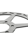 Close-up of 180mm Mini Bike Disc Brake Rotor With Pads Replacement For Baja Doodle Bug DB30 showing silver metal finish and vented design.
