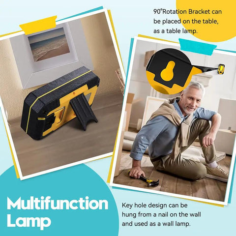 2 Pack Rechargeable Led Work Light With Magnetic Base, 1200 Lumen 30W Cob, shown as a table lamp and wall-mounted use