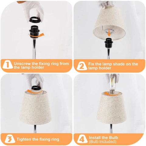 Assembly steps for Touch Table Lamps Set Of 2 With USB A And C Ports And 2-Prong Outlet 3-Way Dimmable Bedside Nightstand Lamps.