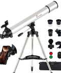 80mm Aperture Refractor Telescope With 900mm Focal Length 270x High Powered Astronomy Scope with accessories and tripod
