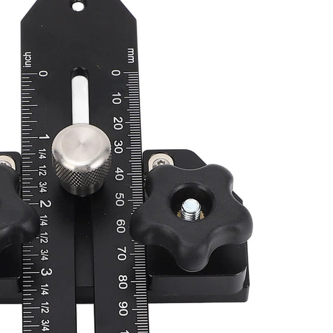 Close-up of Thin Jig For Table Saw Aluminum Alloy T Track Guide with top bearings and zero clearance design for precision cuts.