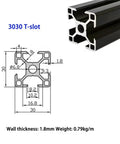 3030 T-Slot Aluminum Extrusion Linear Rail with dimensions for custom CNC builds and 3D printers.