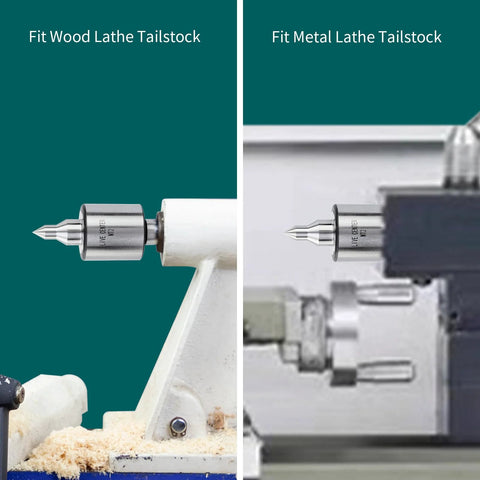 MT2 Live Tailstock Center Long Nose 60 Degree Point with Triple Bearings in wood and metal lathe setups