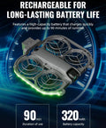 Neo2 Halo LED Light Strip For DJI Neo 2 Drone With RGB Night Lighting, visible drone and USB charging cable, battery capacity shown