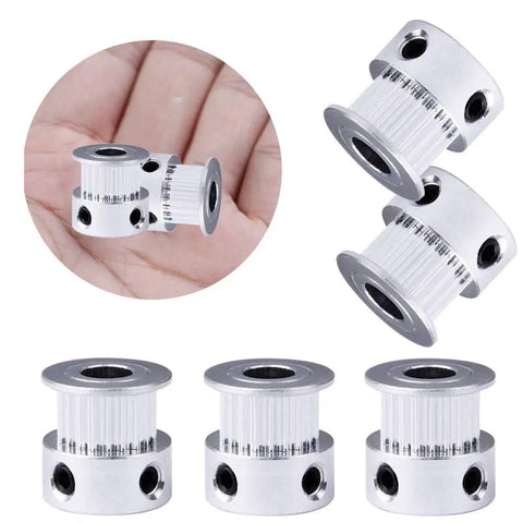 Set Of 5 GT2 20 Tooth Aluminum Timing Pulleys 6.35mm Bore For 6mm Belts Synchronous Wheel For RepRap Prusa I3 3D Printers