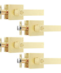 4 Pack Keyless Privacy Door Knobs For Bedrooms And Bathrooms, gold brass interior handles with thumb turn lock, side view