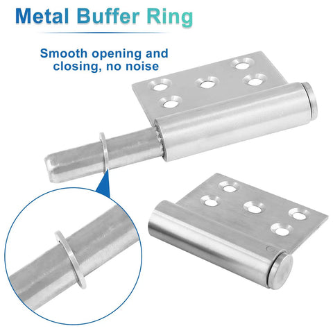 Tough As Nails 5 Inch Heavy Duty Lift Off Hinges, 304 Stainless Steel Detachable Cabinet And Window Door Mounts detail image including metal buffer ring.