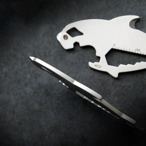 Side view of Must-Have Compact Keychain Tool Set For Everyday Carry, 5-In-1 Pocket Utility Kit, 8 cm Ultra Slim Stainless Steel Multi Tool.