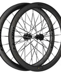 Carbon Disc Wheelset 50C-28 Tubeless With Carbon Spokes For 700C Road Bikes, ultra light and strong, absorbs road buzz, shown at angle.