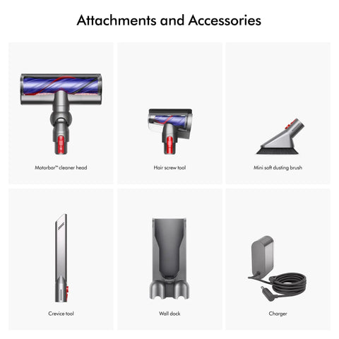 Attachments for V8 Plus Cordless Vacuum Cleaner for Hard Floors and Carpets, Detangles Hair and Pet Hair, Converts to Handheld, 115AW Suction