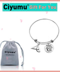 Funny Engineer Gift For Women Engineers Bracelet With Ruler Charm, expandable bangle with protractor and engraved charm, 2 cm diameter