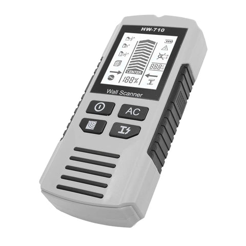 Badafaci Wall Scanner with green display and buttons for detecting wood, metal, and live wires.