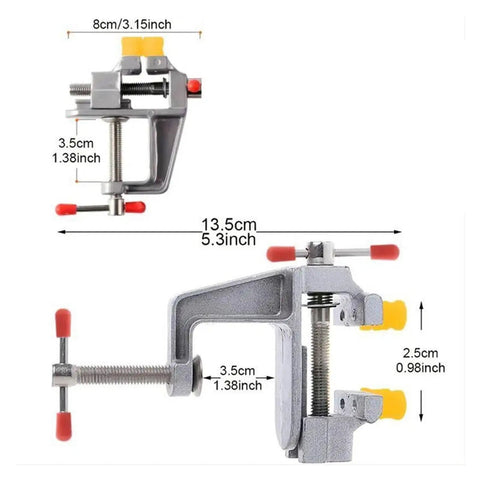 Miniature Bench Vise For Jewelers And Hobbyists Aluminum Clamping Tool dimensions and structure