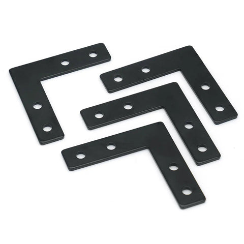 10 Sets Black L Connector Brackets With 40 M5 T Slot Nuts And 40 M5x8mm Hex Socket Cap Screws For 6mm Slot 2020 Series Aluminum Profile