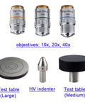 Top Shelf Digital Micro Vickers Hardness Tester With LCD Display And 200X Microscope For Metals And Ceramics Plug And Play Automated Testing Dead On Accurate Industrial Grade objectives and test accessories.