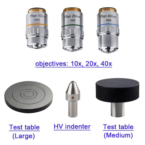 Top Shelf Digital Micro Vickers Hardness Tester With LCD Display And 200X Microscope For Metals And Ceramics Plug And Play Automated Testing Dead On Accurate Industrial Grade objectives and test accessories.