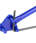 Bon Tool 3 Pin Rebar Bender Handle With Tubular Steel Design For Bending 5/8 Inch Reinforcement Rod in use with steel rods.