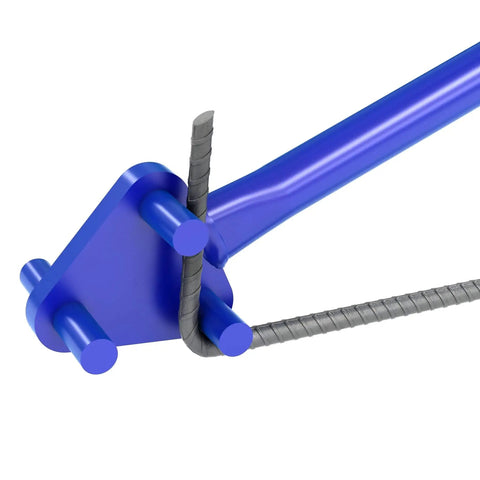 Bon Tool 3 Pin Rebar Bender Handle With Tubular Steel Design For Bending 5/8 Inch Reinforcement Rod in use with steel rods.