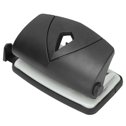2 Hole Puncher With Positioning Ruler Mini Handheld Black Office Tool For School Non Slip Bottom 10 Sheet Capacity