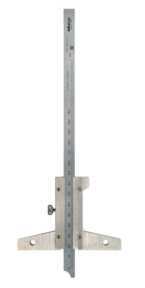 Gearhead Grade Depth Gauge For Metalworking 0 To 300 Mm With 0.02 Mm Vernier Reading And 0.04 Mm Accuracy Hardened Steel Base Fine Adjustment Screw For Precise Depth Measurements In Milling And Setup, stainless steel depth gauge with vernier scale
