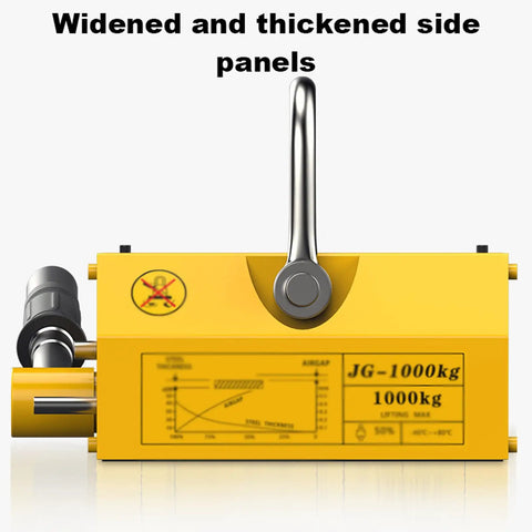 Bulletproof Heavy Duty Magnetic Lifter With Quick Release Lever Permanent Steel Plate Grabber Tough As Nails 2200 Pound Rating for steel panel lifting.