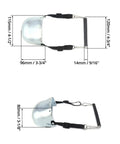 Heavy Duty Steel Toe Guard Metatarsal Guard Set With Adjustable Straps for universal fit, front and side view with dimensions