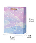 Colorful Marble Pattern Gift Bags With Tissue Paper And Gold Foil Accents, Medium Size 7x4x9 Inches, 4 Pack For Shopping
